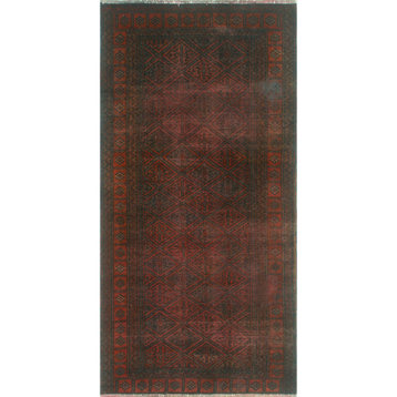 Vintage Distressed Devrim Charcoal/Rust Rug, 2'7x5'3