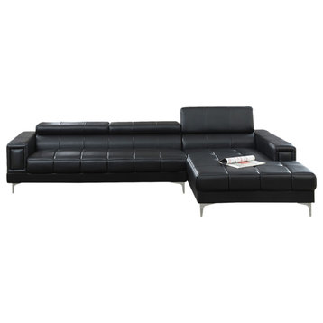 Sectional with Adjustable Headrest, Black
