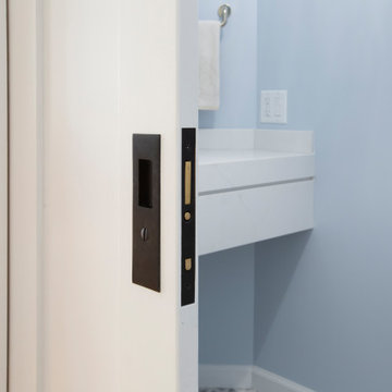 Black and Satin Brass two-toned Pocket Door Hardware