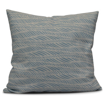 Rolling Waves, Geometric Print Pillow, Light Blue, 18"x18"