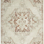 Nourison - Nourison Carina CNA01 Transitional Brick Silver Rectangle Area Rug - Elegant and timeless, the Carina Collection transports the fine Persian designs of yesteryear to the modern era. These  rugs showcase intricate floral center medallion patterns in an array of rich and muted color palettes to fit your design needs. Machine-made of silky-smooth polyester, Carina is finished with fringed edges and an abrash effect for an extra touch of vintage style.