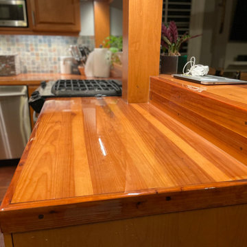 Redwood Kitchen Countertop Epoxy Finish