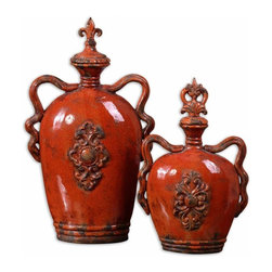 www.essentialsinside.com: raya, decorative containers, burnt orange, set of 2 - Home Decor