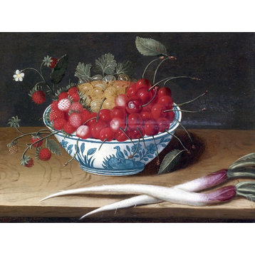 Tile Mural Still Life With Strawberries Abraham Gibbens, 6"x8", Glossy