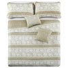 Emma Quilt 5 Piece Sets, Taupe, Over-Sized King 122" X 106"