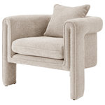 New Pacific Direct - Heidi Fabric Accent Arm Chair, Grenada Cream - The cozy modern barrel back chair is punctuated with a contemporary silhouette that's a standout for the living space! In monochrome chenille fabric, Heidi accent chair is comfortable while the arm features a pleated contour exuding a feminine appeal. One lumbar pillow is included. Fully Assembled. Available in Grenada Cream, Grenada Terracotta and Grenada Charcoal.