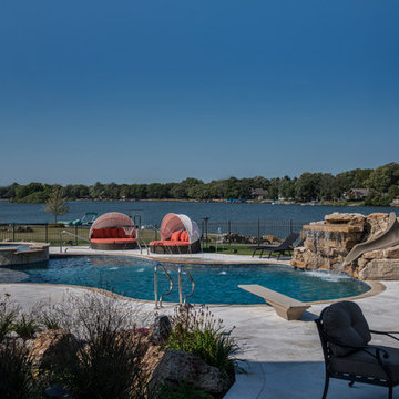 Morris, IL Freeform Swimming Pool and Hot Tub