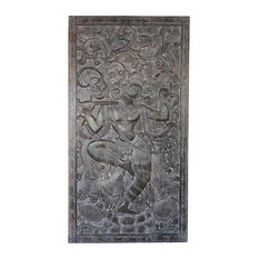 Mogulinterior - Consigned Krishna with Govardhan "Parvat" Mountain Wall Sculpture , Panel - Wall Accents