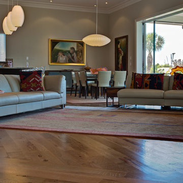 Custom Solid Red and White Wormy Oak Floor