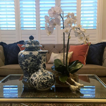 Navy and orange with an oriental flair