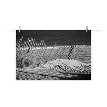 Sandy Beach Fence Landscape Photo, Beach Unframed Wall Art Print, 12" X 18"