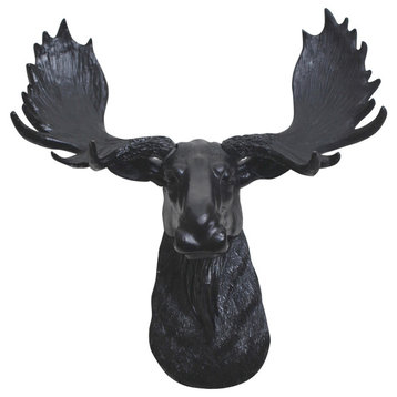Mini Faux Moose Head Wall Mount, Black