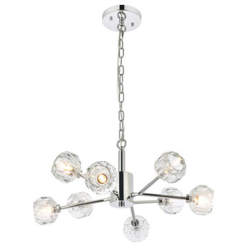 Graham Eight Light Pendant in Chrome And Clear