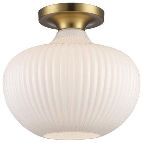 Aristo 1 Light Semi-Flush Mount, Antique Gold