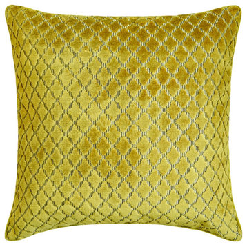 Chartreuse Green, Geometric 14"x14" Throw Pillow Cover - Geolattice Chartreuse