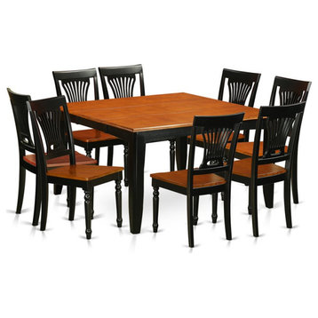 East West Furniture Parfait 9-piece Wood Dinette Table Set in Black/Cherry