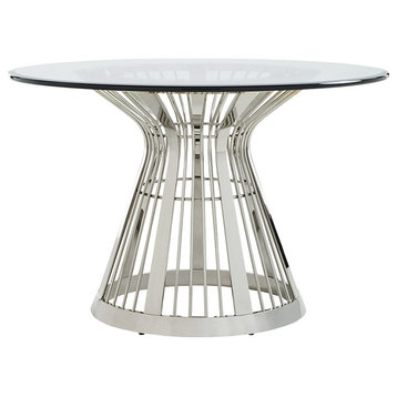 Lexington Ariana Riviera Stainless Center Table With 48" Glass Top