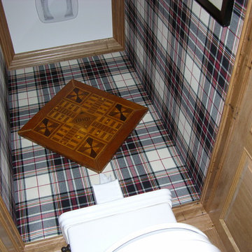 Powder room with check fabric