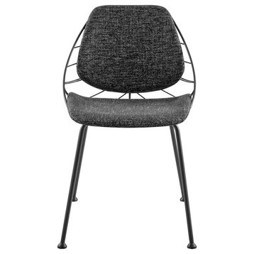 Linnea Side Chair, Black Fabric With Matte Black Frame and Legs, Set of 2