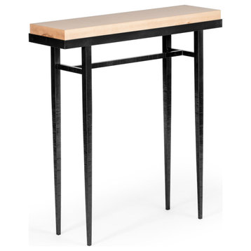 Wick 30" Console Table, Black Finish, Maple Natural Accents