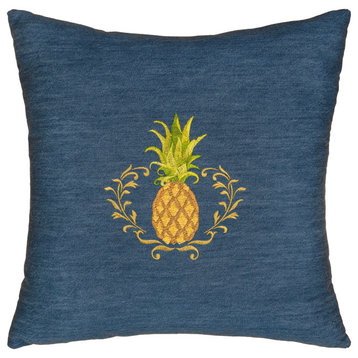 Linum Home Textiles Welcome Denim Decorative Pillow Cover, Denim Blue, Square