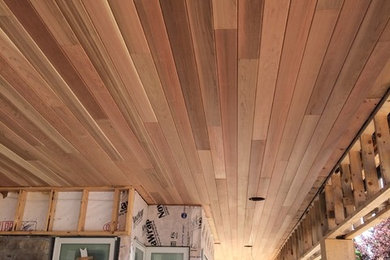 Cedar ceiling with Versatex trim
