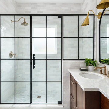 Transitional Marble Bathroom