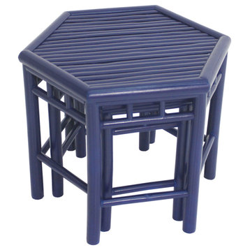 Bamboo End Table, Set Of 2, Royal Blue