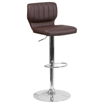 Flash Furniture Faux Leather Adjustable Bar Stool in Brown