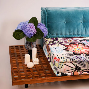 Full Set Modular Daybed Sofa: Long Seater+ Teak Wood Base