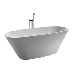 ADM Bathroom Design - ADM Small Oval Freestanding Bathtub, Glossy White, 67.9" - Bathtubs