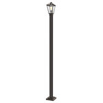 Z-Lite - Z-Lite 579PHMS-536P-ORB Talbot 1 Light Post Mounted in Oil Rubbed Bronze - Softly illuminate an exterior front or back walkway with a classic fixture reflecting a charming village theme. Made from Rubbed Bronze metal and seedy glass panels, this one-light outdoor post mounted fixture delivers a charming upgrade with an industrial attitude and a sleek geometric, linear post.