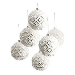 Frosted Ornaments - Globe - Set of 6 - New - Christmas Ornaments