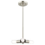 Livex Lighting - Copenhagen 3 Light Mini Chandelier, Brushed Nickel - Exposed bulb sockets are fixed over brushed nickel with bronze accent to create an eclectic look perfect for mid century modern or transitional spaces wanting an industrial touch