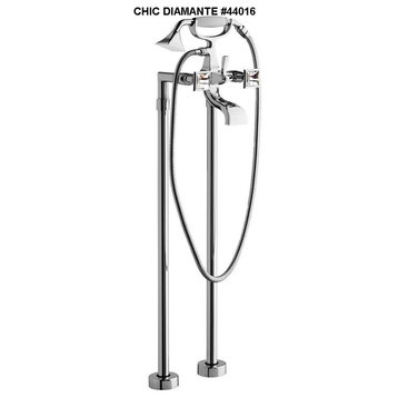 Chic Diamante Floor Mounted Tub Filler With Swarovski Handle Inserts