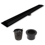 Serene Drains - Matte Black Tile Insert Linear Drain, Black Hair Trap Set, SereneDrains, 48 Inch - Stainless steel Matte Black Linear Drain with Black Hair Trap Set, Tile Insert Linear Shower Drain. Available in: 16", 24", 30", 36", 40", 48", 60". Linear drain can by bought separately (Visit Our Houzz Shop).