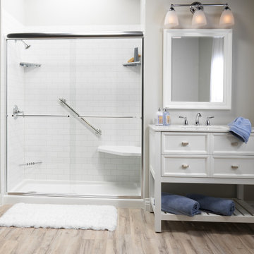 Grayline Subway Chrome Glacier Shower with Hex Seat Grab Bar