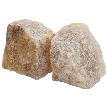 Benzara BM285586 4" Quartz Geode Bookend Naturally Textured Shape, Brown/Beige