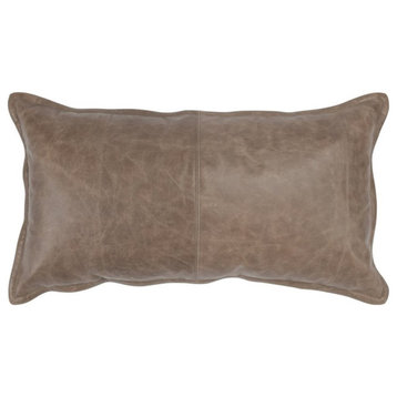 Kosas Home Cheyenne 14x26" Genuine Leather Throw Pillow in Taupe Brown