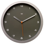 Bai Design Inc. - 10" Designer Wall Clock Gotham Charcoal - Contemporary font with charcoal dial. Quality quartz movement. Requires one AA battery to operate.