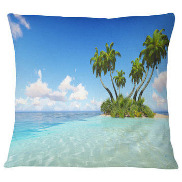 Corals Island under Blue Sky Seascape Throw Pillow, 18"x18"
