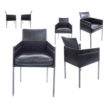 Set of Sixe Brown Leather KFF Antica Dining Chairs