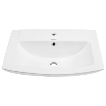 Sublime Pedestal Bathroom Sink Rectangular With Single Faucet Hole