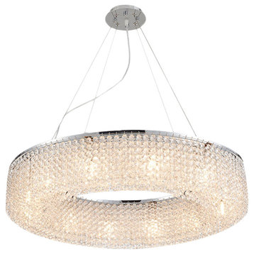 Round Gold/Chrome Simple LED Crystal Chandelier For Living Room, Bedroom, Dia31.5"