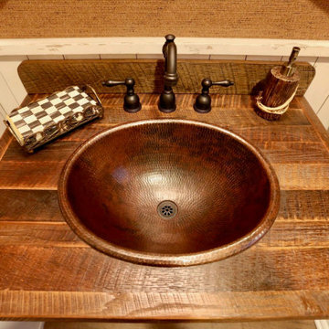 20" Master Bath Oval Self Rimming Hammered Copper Bathroom Sink (LO20RDB)