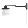 Nate Oil Rubbed Bronze Plug-In or Hardwire Swing Arm Wall Sconce, Glass Shade