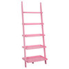American Heritage Bookshelf Ladder with Five Tiers in Bright Pink Wood Finish