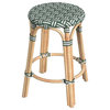 Home Square 24" Rattan Round Counter Stool in Green - Set of 2