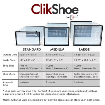 OnDisplay Clik Stackable Interlocking Shoe Box System (Standard Clear/Black, Se