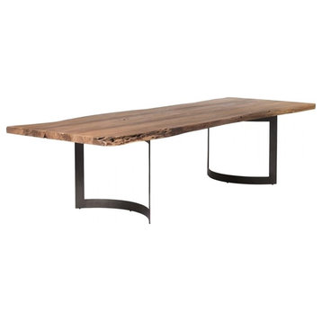 Moe's Home Collection Moe's Bent Large Smoked Wood Dining Table in Brown